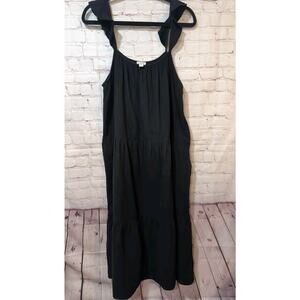 J. Crew Factory Ruffle Strap Gauze Tiered Long Maxi Dress Black Size Large